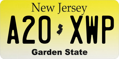 NJ license plate A20XWP