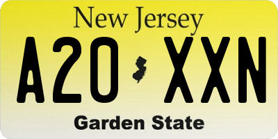NJ license plate A20XXN