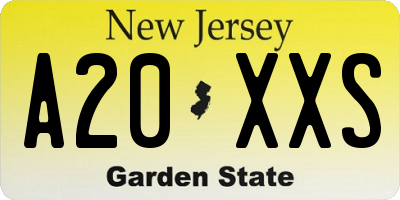 NJ license plate A20XXS