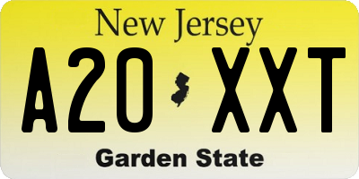 NJ license plate A20XXT