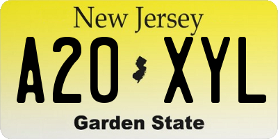 NJ license plate A20XYL