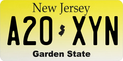 NJ license plate A20XYN