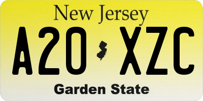 NJ license plate A20XZC
