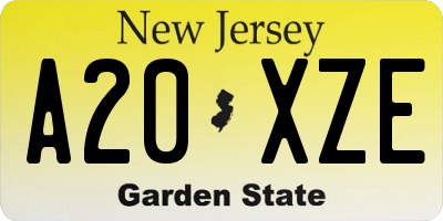 NJ license plate A20XZE