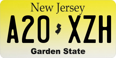 NJ license plate A20XZH