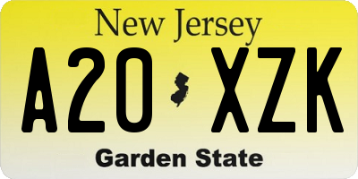 NJ license plate A20XZK