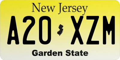 NJ license plate A20XZM
