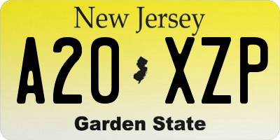 NJ license plate A20XZP