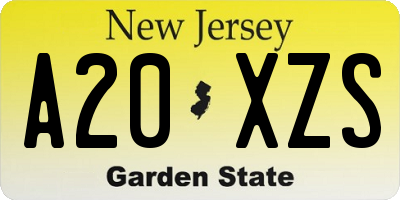 NJ license plate A20XZS