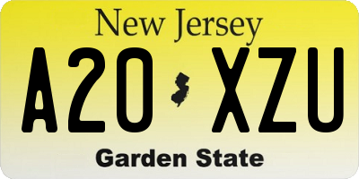 NJ license plate A20XZU