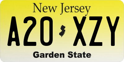 NJ license plate A20XZY