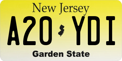 NJ license plate A20YDI