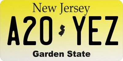 NJ license plate A20YEZ