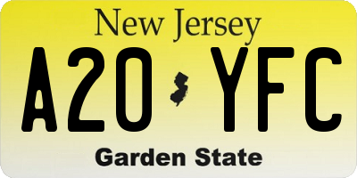 NJ license plate A20YFC