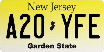 NJ license plate A20YFE