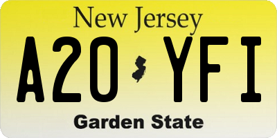 NJ license plate A20YFI