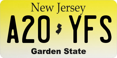 NJ license plate A20YFS