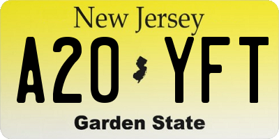 NJ license plate A20YFT