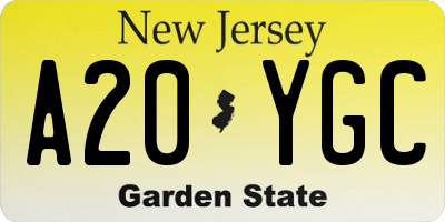 NJ license plate A20YGC