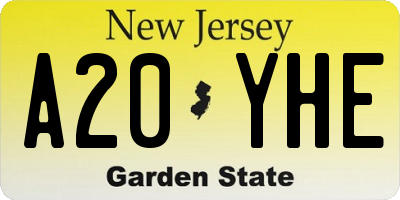 NJ license plate A20YHE