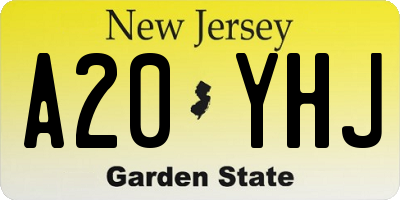 NJ license plate A20YHJ