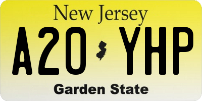 NJ license plate A20YHP