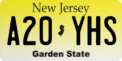 NJ license plate A20YHS