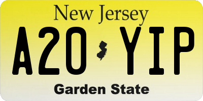NJ license plate A20YIP