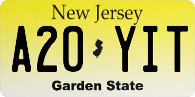 NJ license plate A20YIT