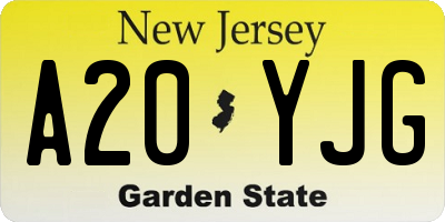 NJ license plate A20YJG