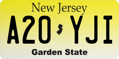 NJ license plate A20YJI