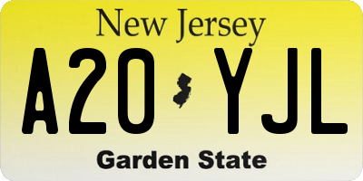 NJ license plate A20YJL