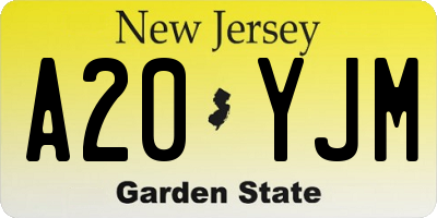 NJ license plate A20YJM