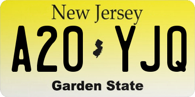 NJ license plate A20YJQ