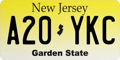 NJ license plate A20YKC