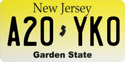 NJ license plate A20YKO