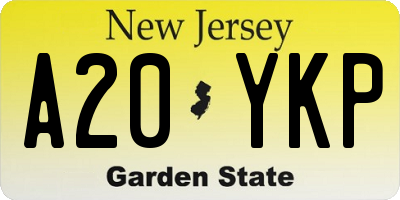 NJ license plate A20YKP