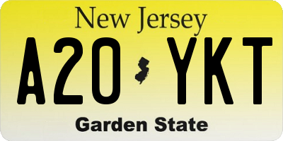 NJ license plate A20YKT