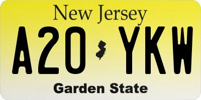 NJ license plate A20YKW