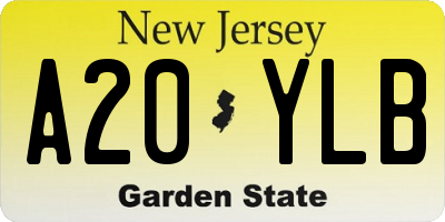 NJ license plate A20YLB