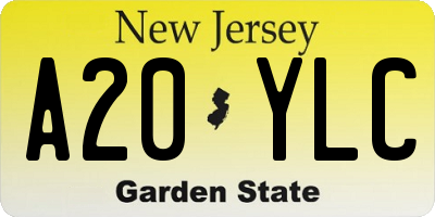 NJ license plate A20YLC