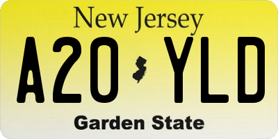 NJ license plate A20YLD