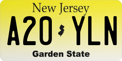 NJ license plate A20YLN