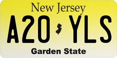NJ license plate A20YLS