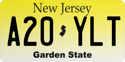 NJ license plate A20YLT