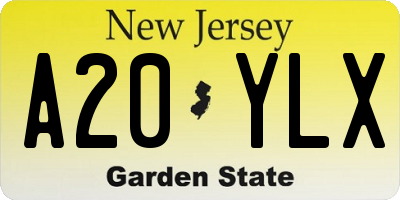 NJ license plate A20YLX