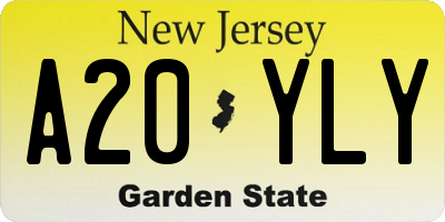 NJ license plate A20YLY