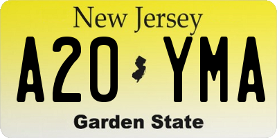 NJ license plate A20YMA