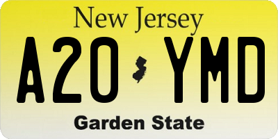 NJ license plate A20YMD
