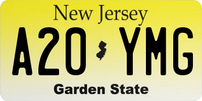 NJ license plate A20YMG